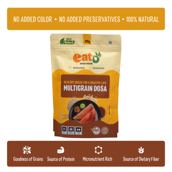 Eat5 Instant Multigrain Dosa Mix (300g) | Healthy & Ready-to-Cook South Indian Breakfast | Rich in Protein, Fibre & Micronutrients | 100% Natural, No Maida, No Preservatives | Makes 10–12 Nutritious Dosas