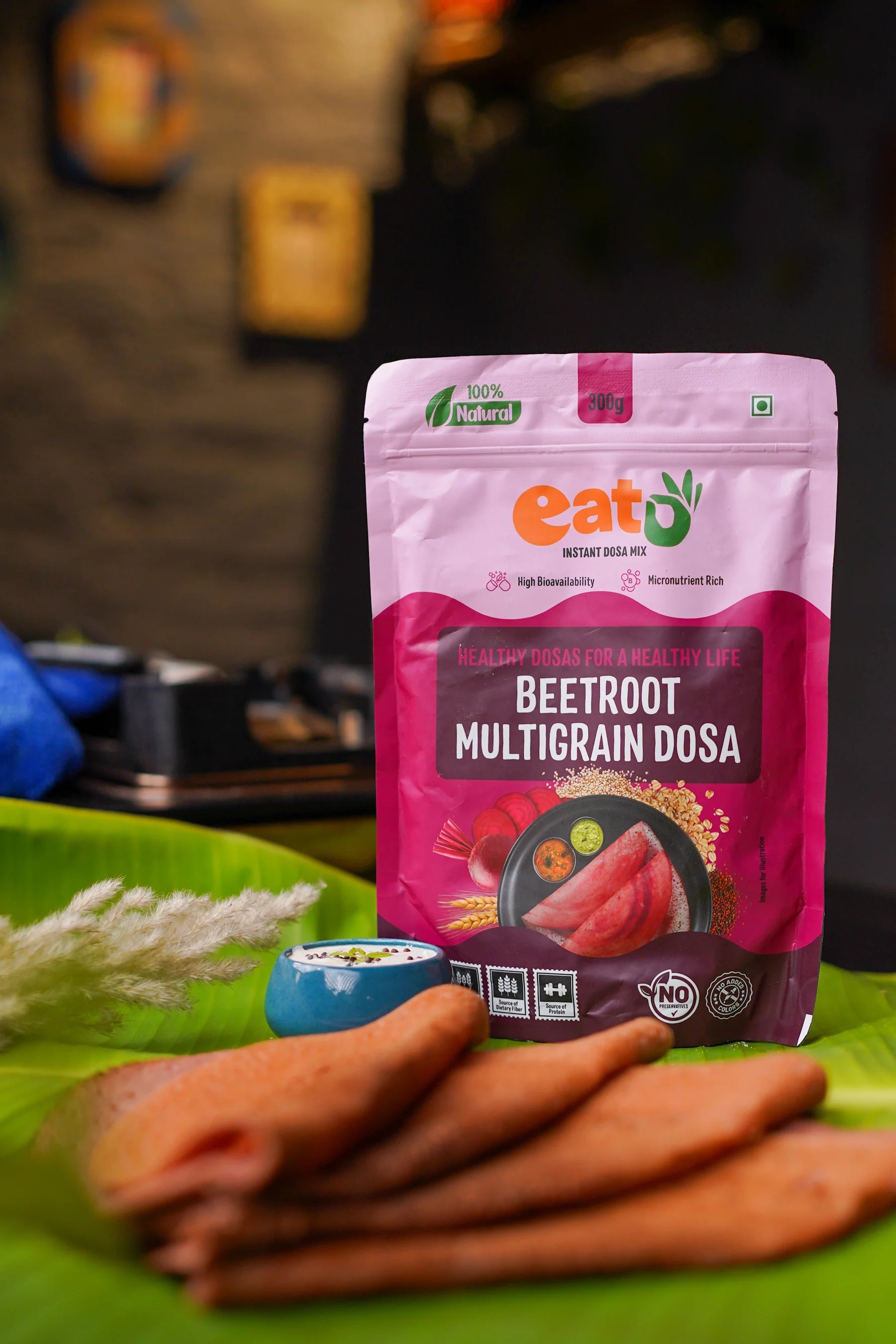 Eat5 Instant Beetroot Multigrain Dosa Mix (300g) | Healthy & Ready-to-Cook South Indian Breakfast | Rich in Protein, Fibre & Micronutrients | 100% Natural, No Maida, No Preservatives | Makes 10–12 Nutritious Dosas