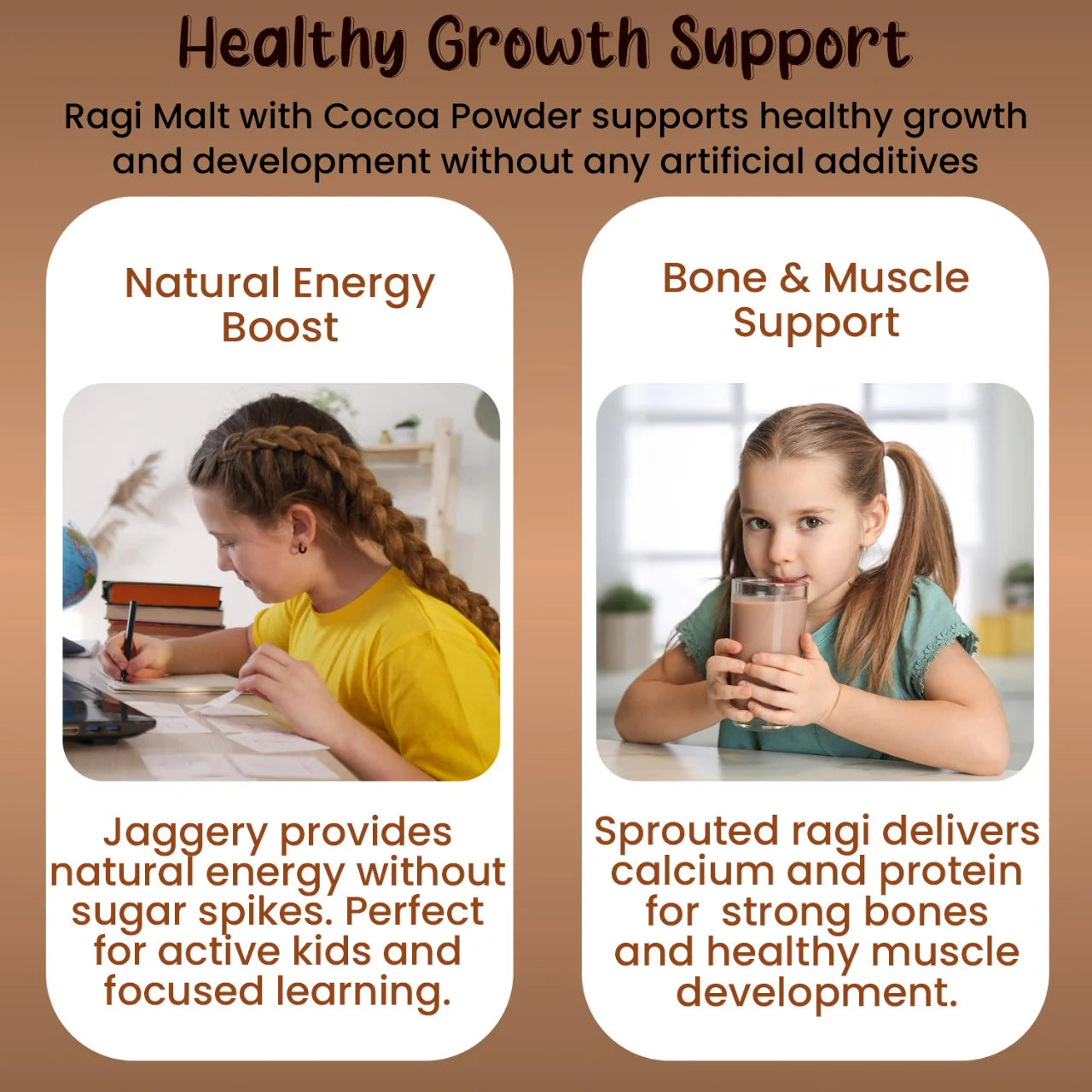 Eat5 Sprouted & Roasted Ragi Malt with Natural Cocoa Powder | Instant & Nutritious Drink Mix | High in Calcium, Iron & Fiber | 100% Natural, No Preservatives | Vegan & Gluten-Free | 15 Sachets × 15g = 225g Box