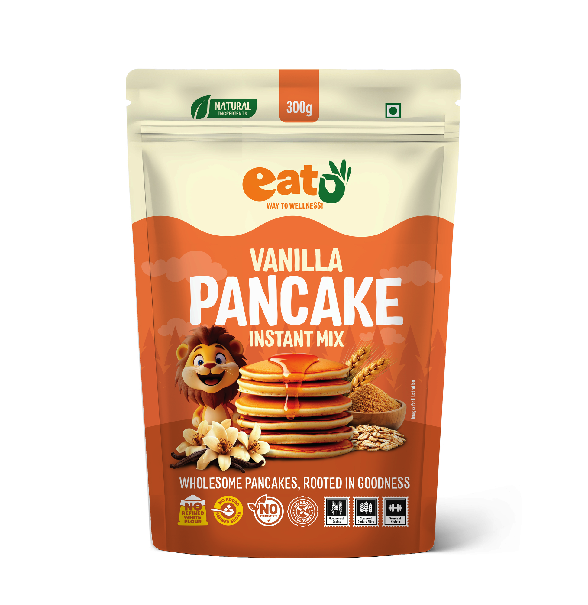 EAT5 Vanilla Pancake Instant Mix 300g | No Refined White Flour | No Refined Sugar, Preservative-Free | Wholesome, Nutritious & Fluffy Pancakes | High Fiber, Protein-Rich | Quick & Easy Breakfast or Snack