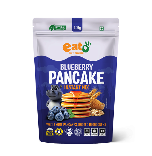 Eat5 Blueberry Pancake Instant Mix 300g | No Refined White Flour | No Refined Sugar, Preservative-Free | Rich, Soft & Fluffy Healthy Blueberry Pancakes | High Fiber & Protein-Rich | Quick & Easy Breakfast or Snack