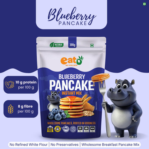 Eat5 Blueberry Pancake Instant Mix 300g | No Refined White Flour | No Refined Sugar, Preservative-Free | Rich, Soft & Fluffy Healthy Blueberry Pancakes | High Fiber & Protein-Rich | Quick & Easy Breakfast or Snack
