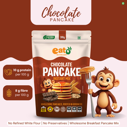 Eat5 Chocolate Pancake Instant Mix 300g | No Refined White Flour | No Refined Sugar, Preservative-Free | Rich, Soft & Fluffy Healthy Chocolate Pancakes | High Fiber & Protein-Rich | Quick & Easy Breakfast or Snack