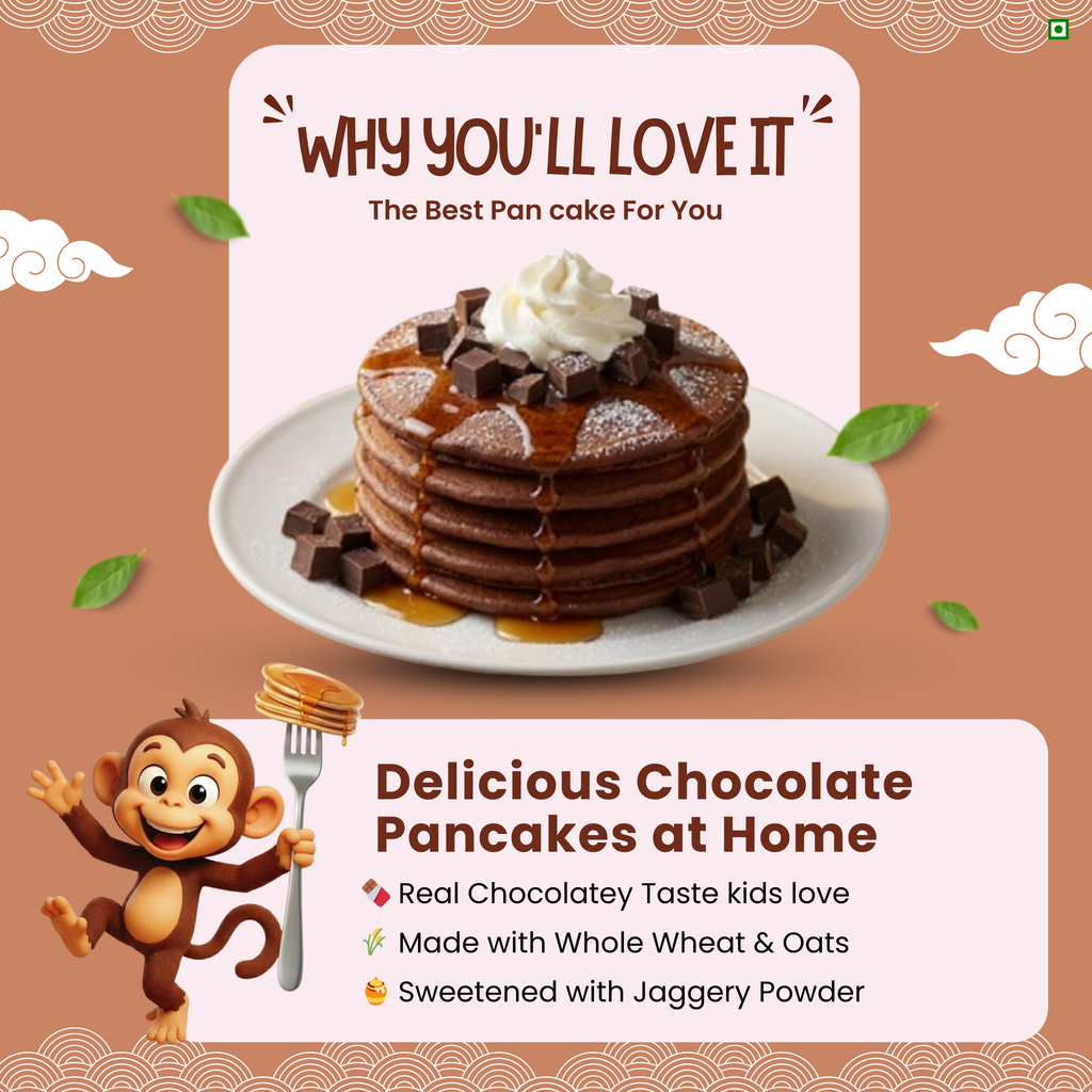 Eat5 Chocolate Pancake Instant Mix 300g | No Refined White Flour | No Refined Sugar, Preservative-Free | Rich, Soft & Fluffy Healthy Chocolate Pancakes | High Fiber & Protein-Rich | Quick & Easy Breakfast or Snack