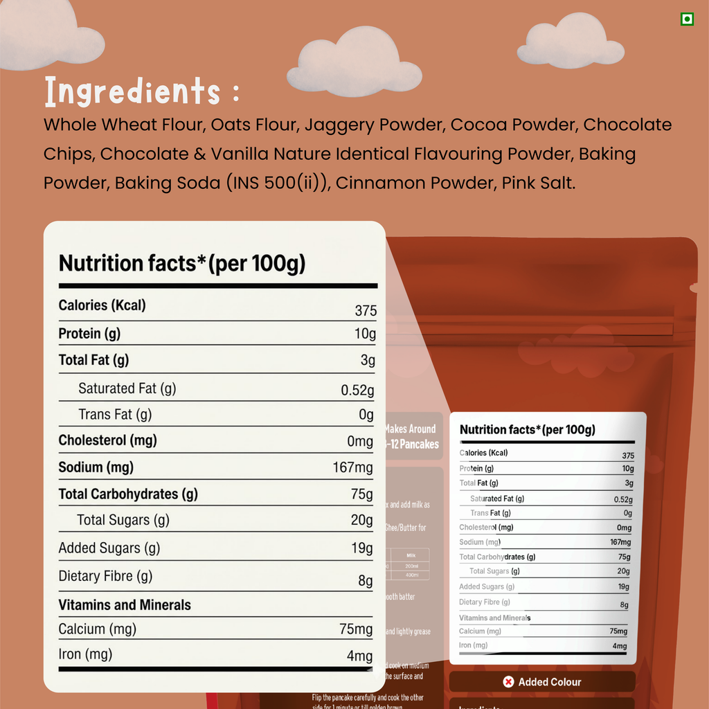 Eat5 Chocolate Pancake Instant Mix 300g | No Refined White Flour | No Refined Sugar, Preservative-Free | Rich, Soft & Fluffy Healthy Chocolate Pancakes | High Fiber & Protein-Rich | Quick & Easy Breakfast or Snack