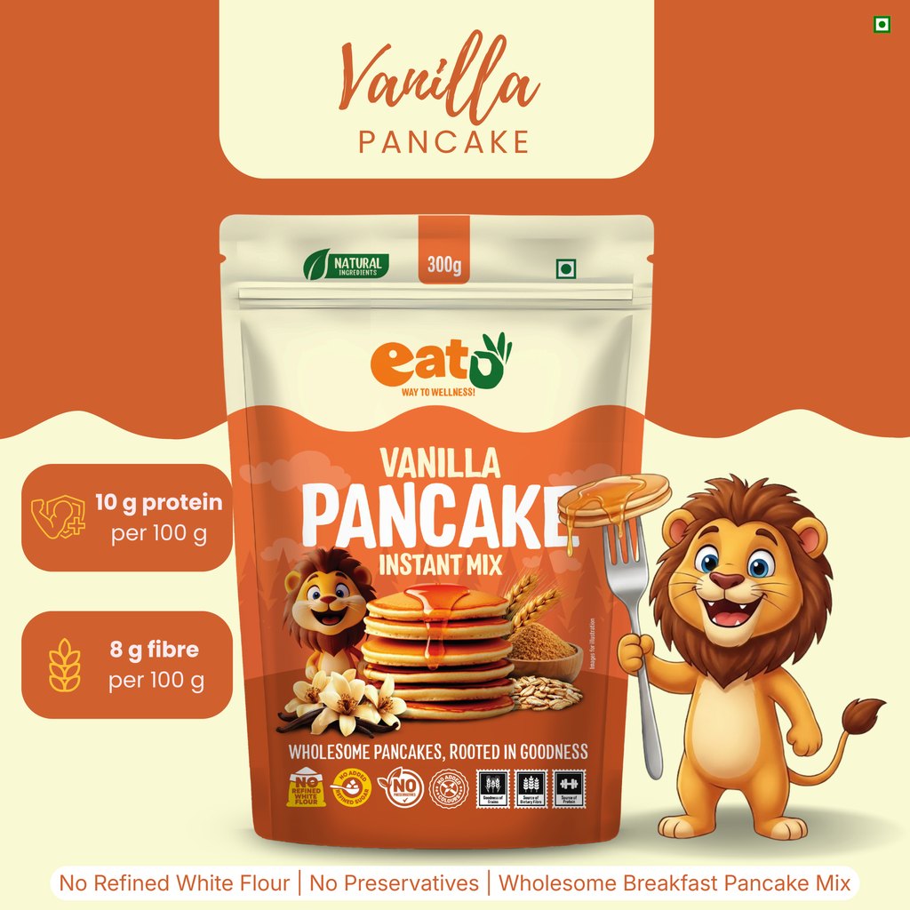 EAT5 Vanilla Pancake Instant Mix 300g | No Refined White Flour | No Refined Sugar, Preservative-Free | Wholesome, Nutritious & Fluffy Pancakes | High Fiber, Protein-Rich | Quick & Easy Breakfast or Snack