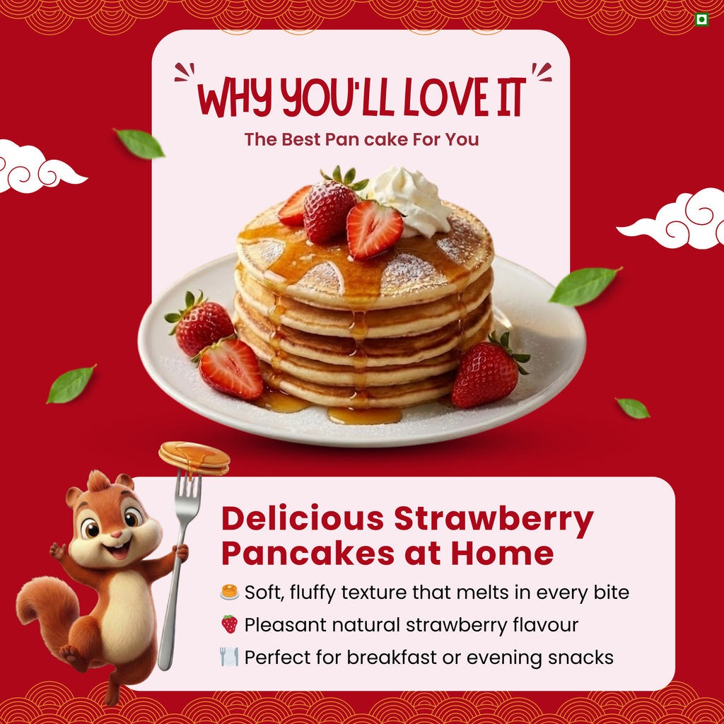 EAT5 Strawberry Pancake Instant Mix 300g | No Refined White Flour |No Refined Sugar, Preservative-Free | Wholesome, Nutritious & Fluffy Pancakes | High Fiber, Protein-Rich | Quick & Easy Breakfast or Snack