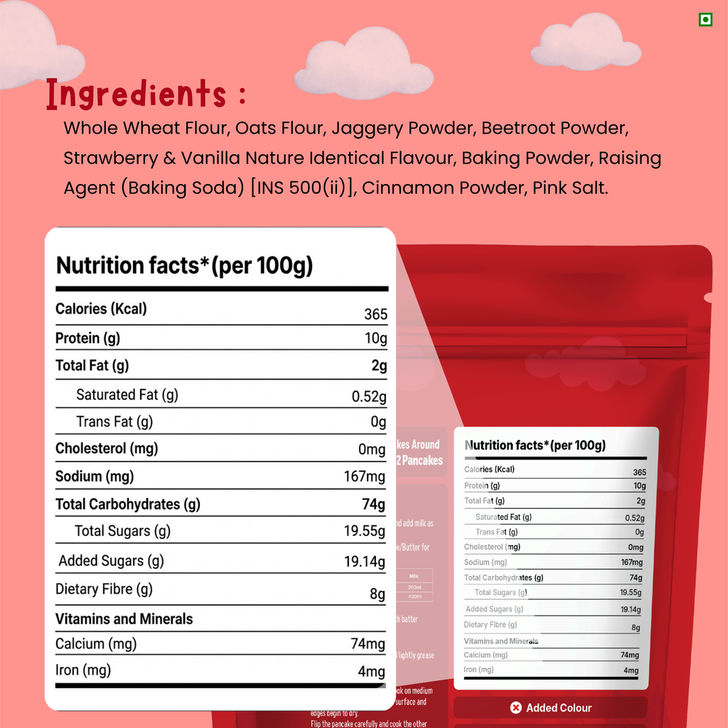EAT5 Strawberry Pancake Instant Mix 300g | No Refined White Flour |No Refined Sugar, Preservative-Free | Wholesome, Nutritious & Fluffy Pancakes | High Fiber, Protein-Rich | Quick & Easy Breakfast or Snack